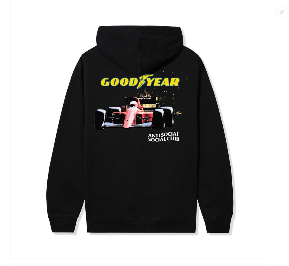ASSC Anti Social Social Club Formula 1 good year black hoodie medium - NEW